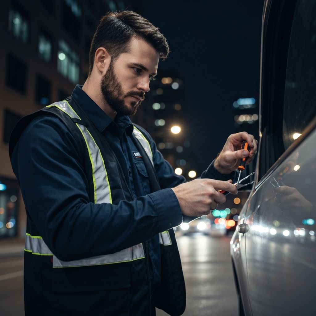 QA Locksmith mobile locksmith arriving on location in Toronto and the GTA